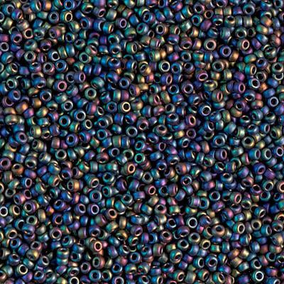 Miyuki 15/0 Round Seed Bead, 15-401FR, Matte Black AB