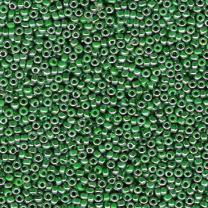 Miyuki 15/0 Round Seed Bead, 15-0431, Opaque Green Luster, 8 grams