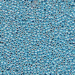 Miyuki 15/0 Round Seed Bead, 15-0433, Opaque Light Blue Luster, 8 grams