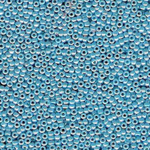 Miyuki 15/0 Round Seed Bead, 15-0433, Opaque Light Blue Luster, 8 grams