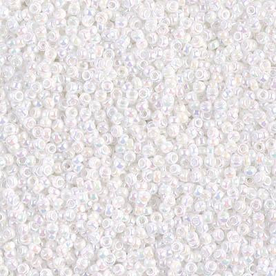 Miyuki 15/0 Round Seed Bead, 15-471, White Pearl AB