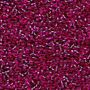 Miyuki 15 Round Seed Bead, 15-1436, Dyed Silver Lined Fuchsia, 8 grams