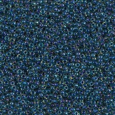 Miyuki 15/0 Round Seed Bead, 15-1826, Midnight Blue Lined Topaz AB