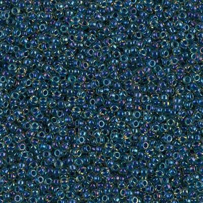 Miyuki 15/0 Round Seed Bead, 15-1826, Midnight Blue Lined Topaz AB