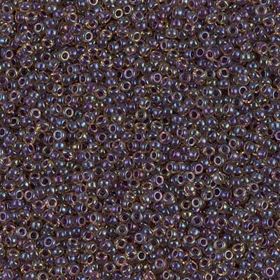 Miyuki 15/0 Round Seed Bead, 15-1839, Dark Amy Lined Topaz AB