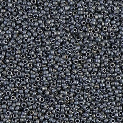 Miyuki 15/0 Round Seed Bead, 15-2002, Matte Metallic Silver Gray