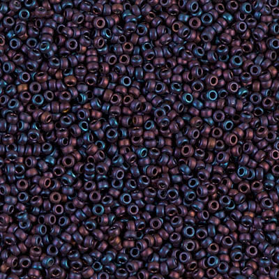 Miyuki 15/0 Round Seed Bead, 15-2005, Matte Metallic Dark Raspberry Iris