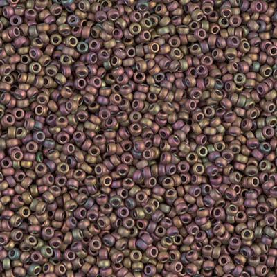 Miyuki 15/0 Round Seed Bead, 15-2035, Matte Metallic Khaki Iris