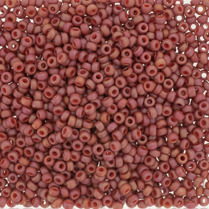 Miyuki 15 Round Seed Bead, 15-4695, Matte Opaque Glazed Carnelian AB, 8 grams
