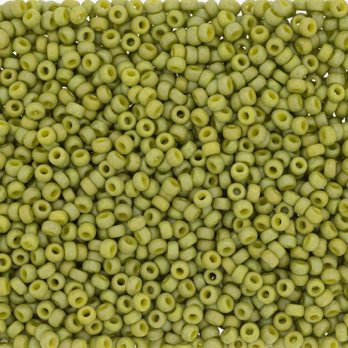 Miyuki 15 Round Seed Bead, 15-4697, Matte Opaque Glazed Seaweed AB, 8 grams