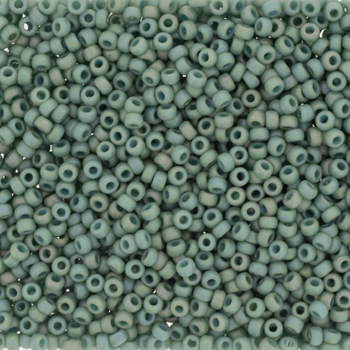 Miyuki 15 Round Seed Bead, 15-4701, Matte Opaque Glazed Sea Opal AB, 8 grams