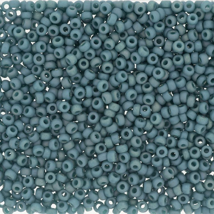 Miyuki 15 Round Seed Bead, 15-4702, Matte Opaque Glazed Nile Blue AB, 8 grams