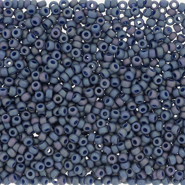 Miyuki 15 Round Seed Bead, 15-4703, Matte Opaque Glazed Batberry AB, 8 grams