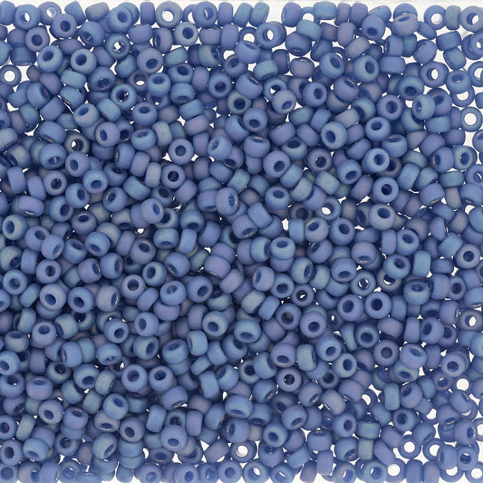 Miyuki 15 Round Seed Bead, 15-4704, Matte Opaque Glazed Mermaid Blue AB, 8 grams