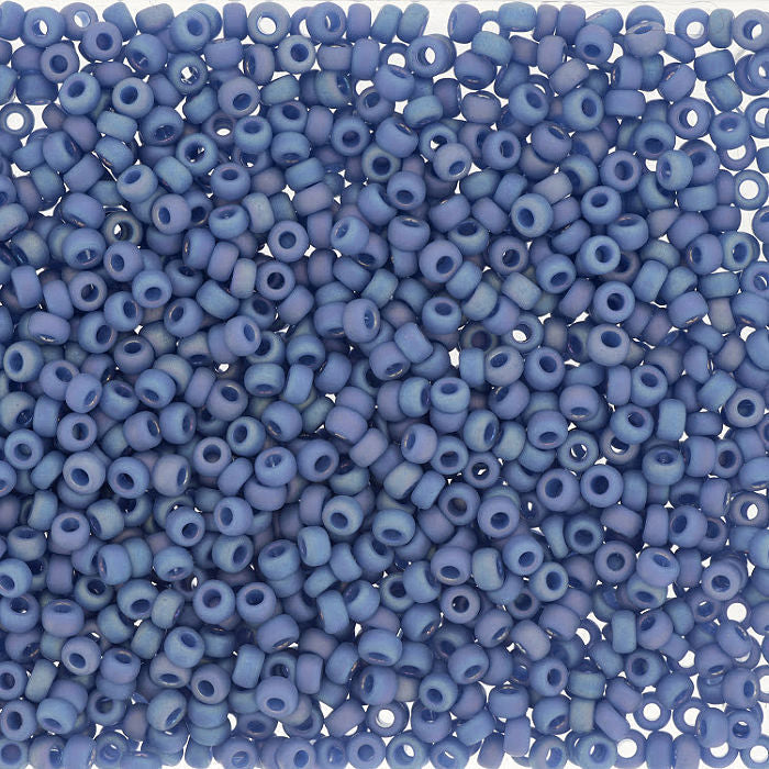 Miyuki 15 Round Seed Bead, 15-4704, Matte Opaque Glazed Mermaid Blue AB, 8 grams