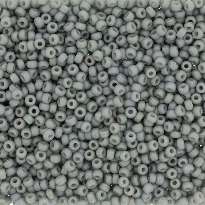 Miyuki 15 Round Seed Bead, 15-4705, Matte Opaque Glazed Shark Fin AB, 8 grams