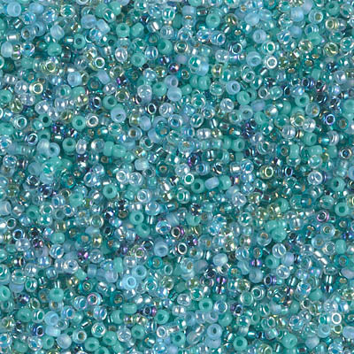 Miyuki 15/0 Round Seed Bead, 15-MIX-14, Mix - Touch of Teal, 8 grams