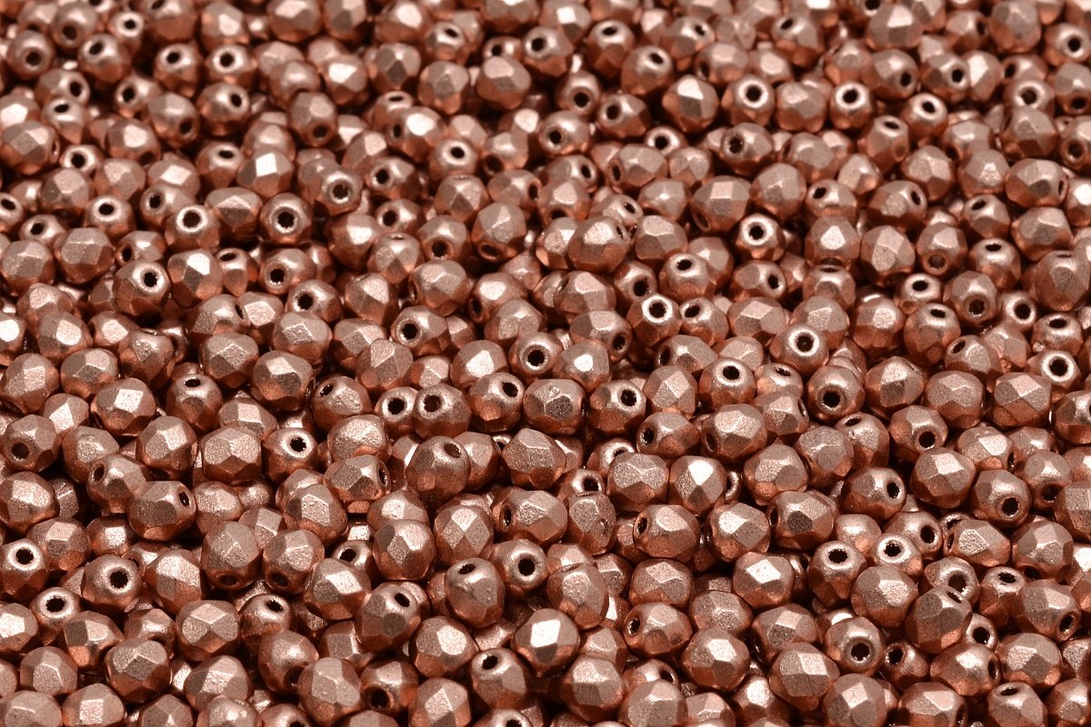 3mm Czech Fire Polish Round Bead, Gold Shine Saddle Brown, 50 pieces