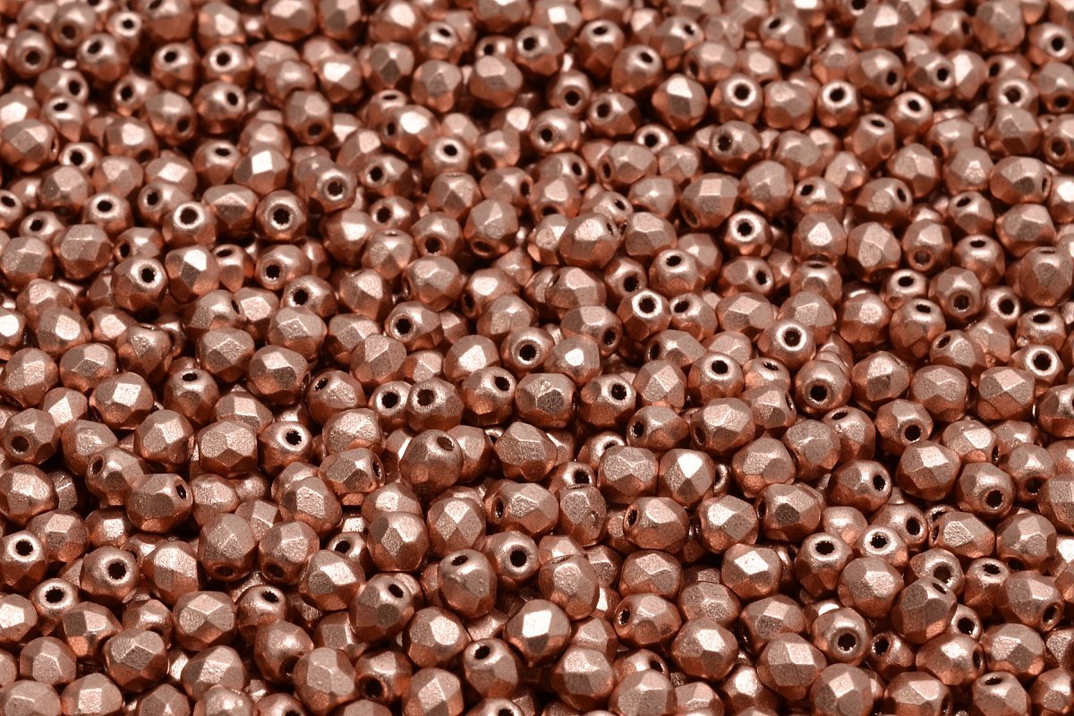 thumbnail image 2 of Matte Copper Czech Glass Beads For Jewelry Making – 3mm Fire Polished Faceted Beads, 50 Pieces 2 of 5