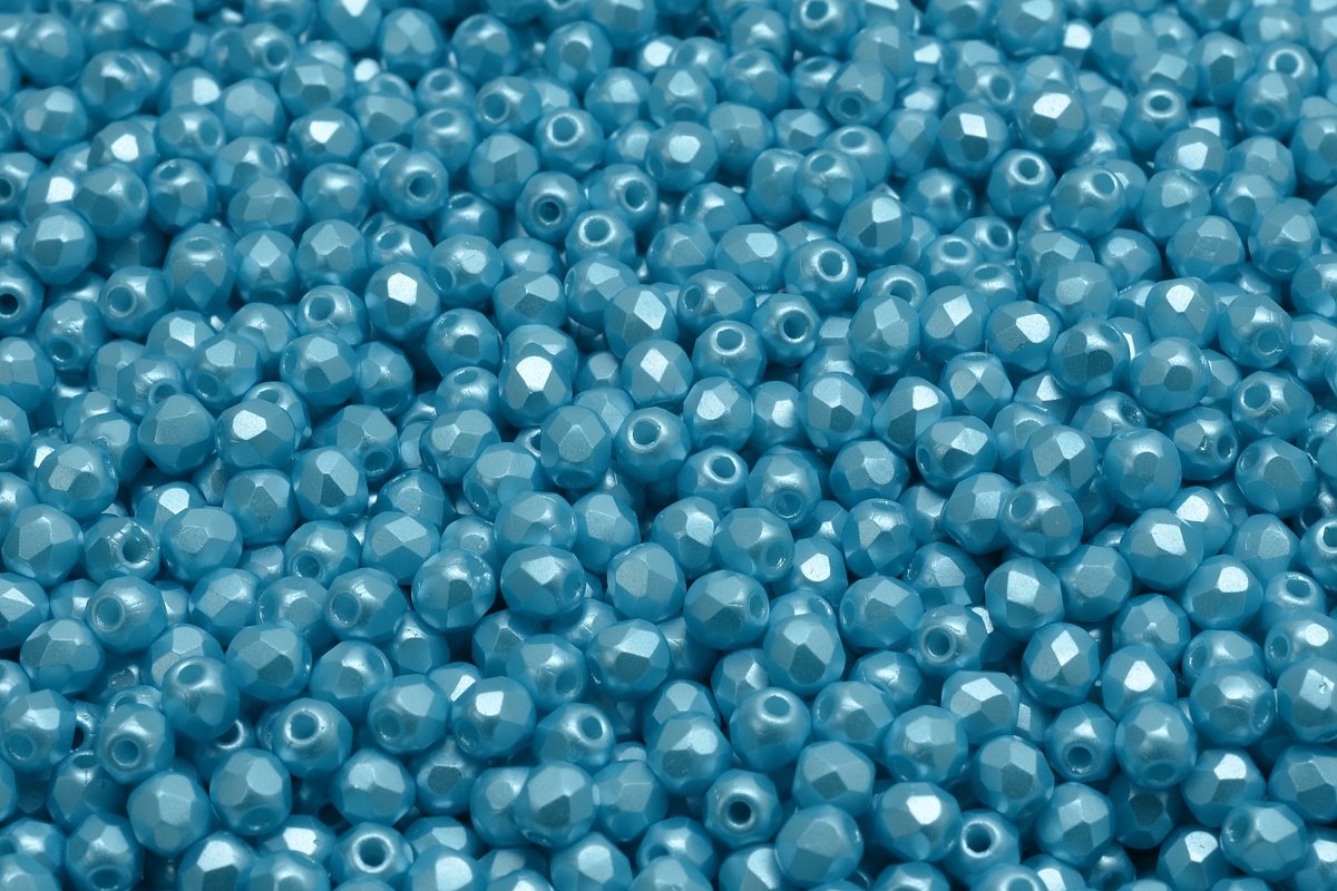3mm Czech Fire Polish Round Bead, Pastel Aqua, 50 pieces