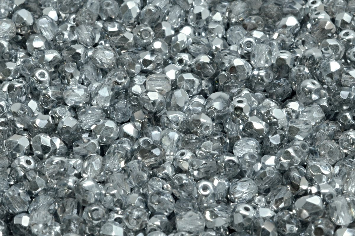 4mm Czech Fire Polish Round Bead, Crystal Labrador, 50 pieces