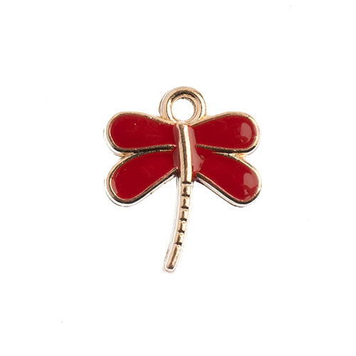 Sweet & Petite Charms, 13x16mm Dragonfly Red, 10 pcs