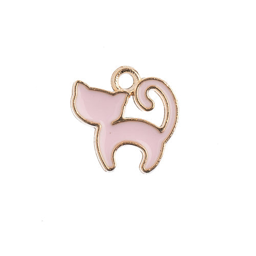 Sweet & Petite Charms, 13x13mm Kitty Cat Pink, 10 pcs