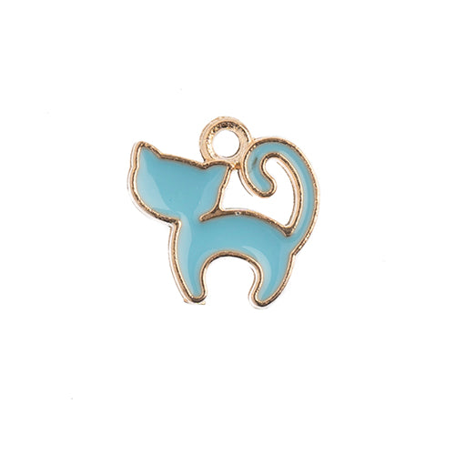 Sweet & Petite Charms, 13x13mm Kitty Cat Lt Blue, 10 pcs