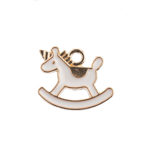 Sweet & Petite Charms, 16x13mm Rocking Horse White, 10 pcs