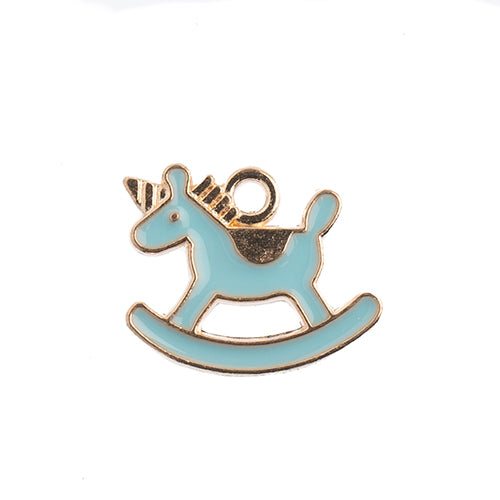 Sweet & Petite Charms, 16x13mm Rocking Horse Light Blue, 10 pcs