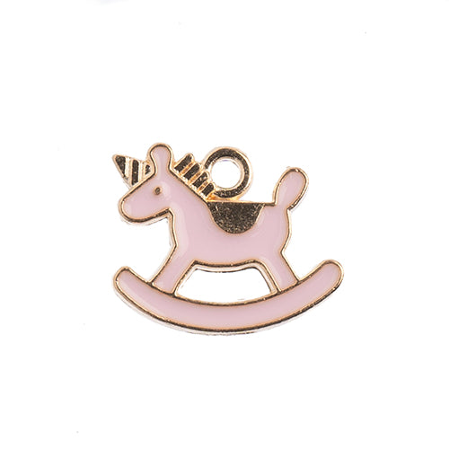 Sweet & Petite Charms, 16x13mm Rocking Horse Pink, 10 pcs