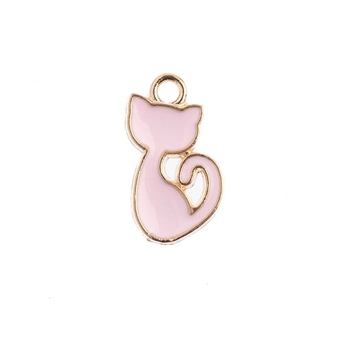 Sweet & Petite Charms, 8x15mm Retro Cat Pink, 10 pcs