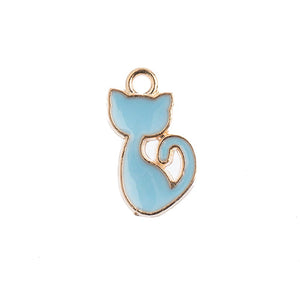 Sweet & Petite Charms, 8x15mm Retro Cat Light Blue, 10 pcs