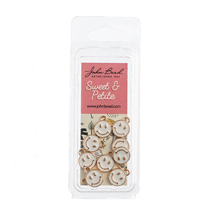 Sweet & Petite Charms, 10x13mm Happy Face White, 10 pcs