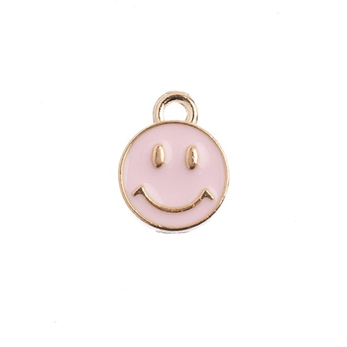 Sweet & Petite Charms, 10x13mm Happy Face Pink, 10 pcs