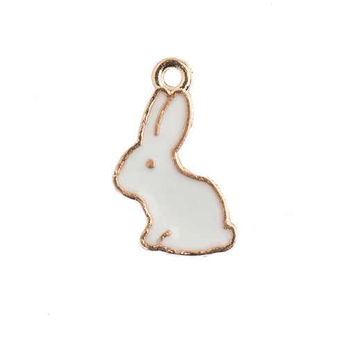 Sweet & Petite Charms, 9x18mm Bunny Rabbit White, 10 pcs