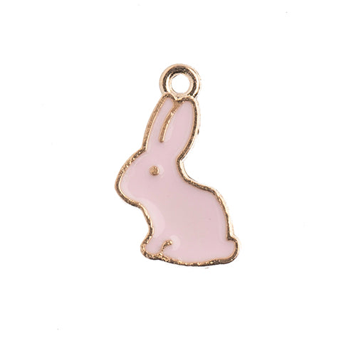 Sweet & Petite Charms, 9x18mm Bunny Rabbit Pink, 10 pcs