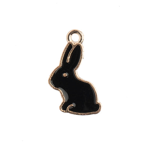 Sweet & Petite Charms, 9x18mm Bunny Rabbit Black, 10 pcs