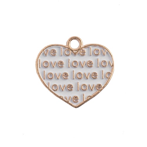 Sweet & Petite Charms, 15x16mm Heart w/ Words White, 10 pcs