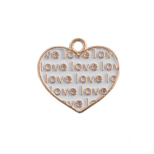 Sweet & Petite Charms, 15x16mm Heart w/ Words White, 10 pcs