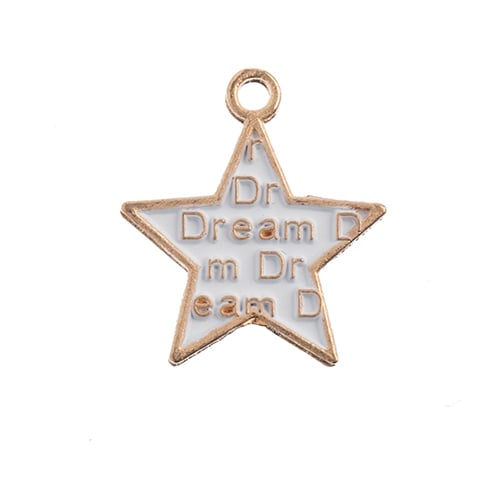 Sweet & Petite Charms, 18x16mm Star with Words White, 10 pcs