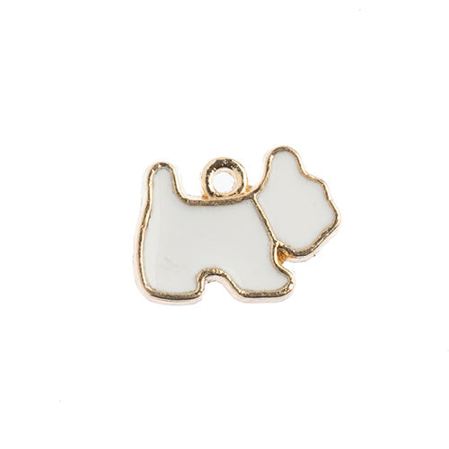 Sweet & Petite Charms, 14x11mm Scottie Dog White, 10 pcs