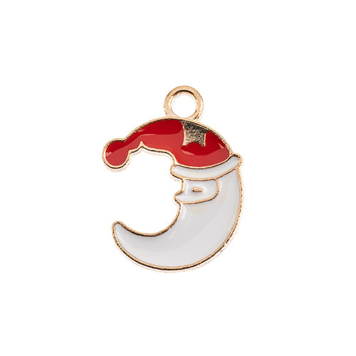 Sweet & Petite Charms, Moon Santa 20x15mm, 8 pcs