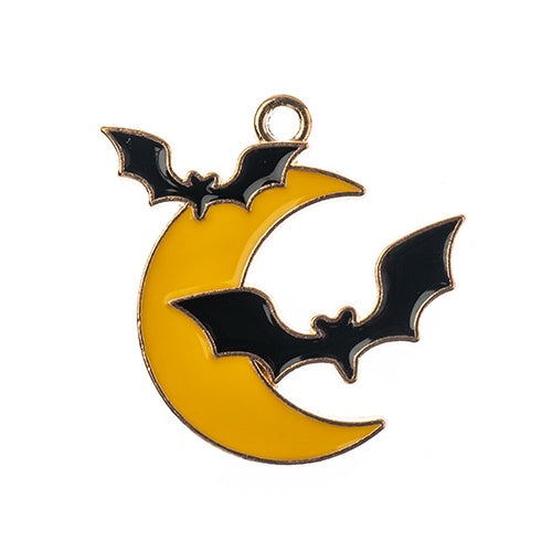 Sweet & Petite Halloween Charms, 25mm Bats and Moon, 6pcs