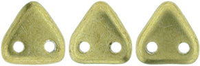 CzechMates Two Hole Triangle, Saturated Metallic Golden Lime