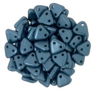 CzechMates Two Hole Triangle, Pearl Coat Steel Blue