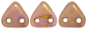 CzechMates Two Hole Triangle, Luster Opaque Rose/Gold Topaz