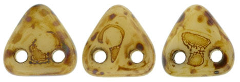CzechMates Two Hole Triangle, Opaque Lt Beige Picasso