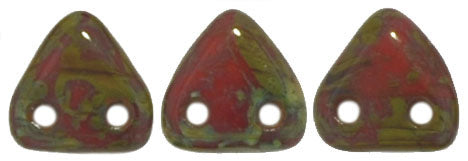 CzechMates Two Hole Triangle, Opaque Red Picasso