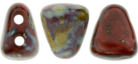 Nib-Bit Beads, Opaque Red Picasso, 8 grams